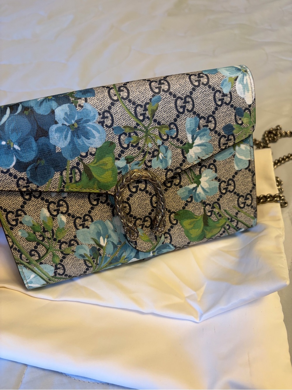 Gucci Blue & Green Floral GG Supreme Small Crossbody Bag - Picture 2 of 7